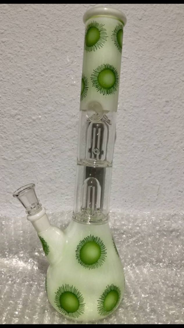  Green & White Long Neck Bong Accessories Glassware