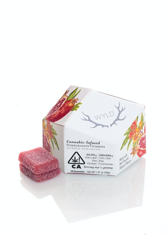 WYLD WYLD Gummies: Pomegranate 1:1 THC/CBD Edibles Gummies