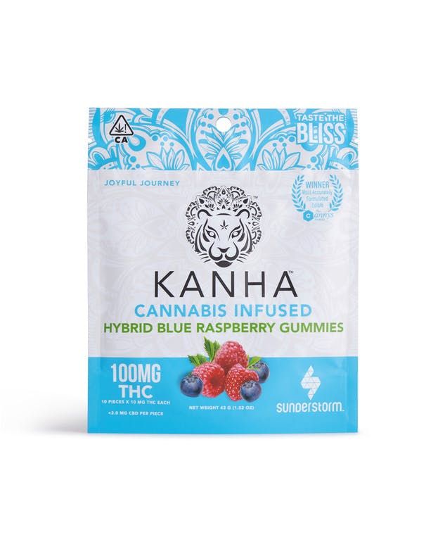 Kanha Kanha Hybrid Blue Raspberry Gummies 100mg Edibles Gummies