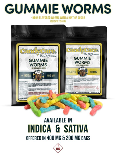 CandyCare Gummie Worms Indica 400MG Edibles Gummies