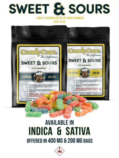 CandyCare Sweet N Sours Indica 400MG Edibles Gummies