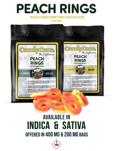 CandyCare Peach Rings Indica 400MG Edibles Gummies