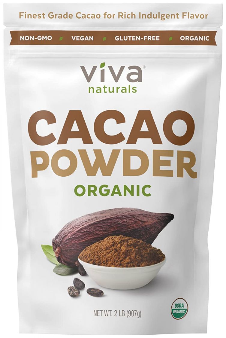 VIVA Viva Naturals Certified Organic Cacao Powder (2lb) for Smoothie, Coffee and Drink Mixes Edibles Edible