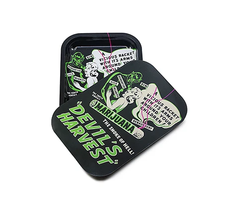  Black/Green Rolling Tray with Smell Proof Magnetic Cover Lid Accessories Gear