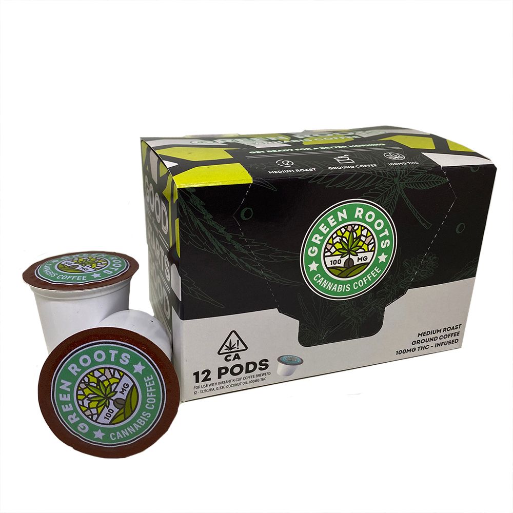 Green Roots Coffee Pod 100mg - 12 for $70 Edibles Other