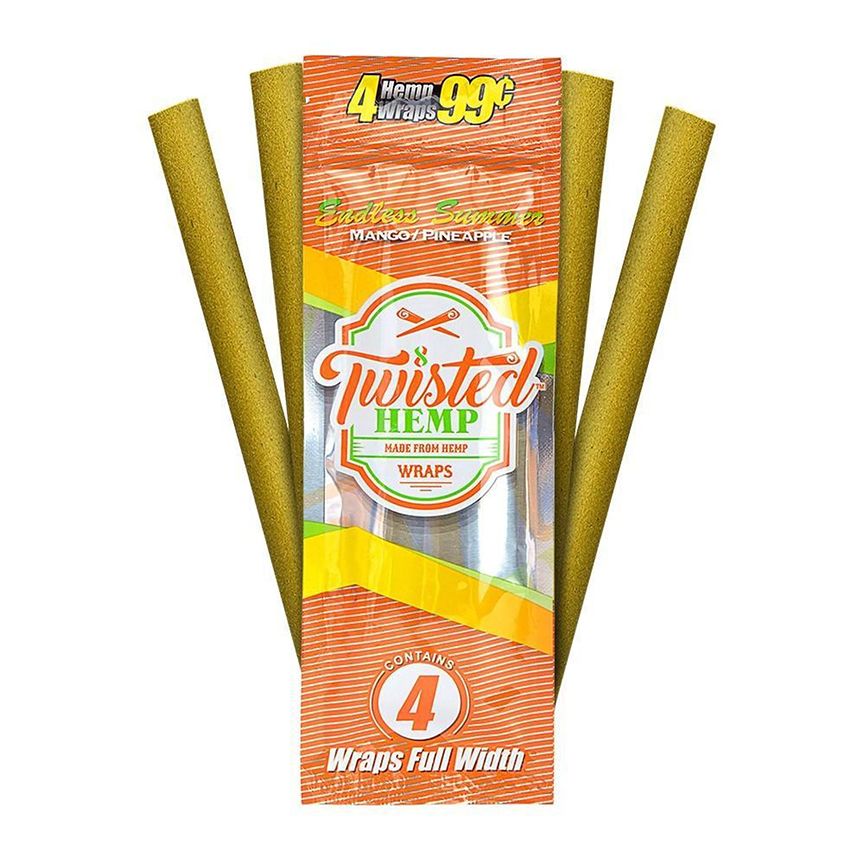 TWISTED HEMP WRAPS 4 FOR .99 ENDLESS SUMMER MANGO/PINEAPPE HEMP WRAPS Accessories Paper / Rolling Supplies