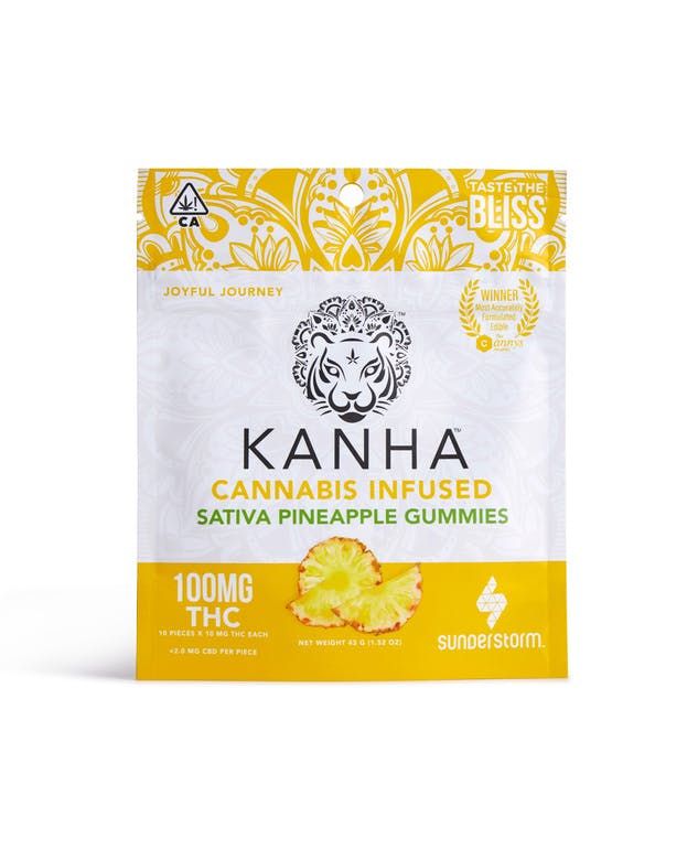 Kanha Kanha Sativa Pineapple Gummies 100mg Edibles Gummies