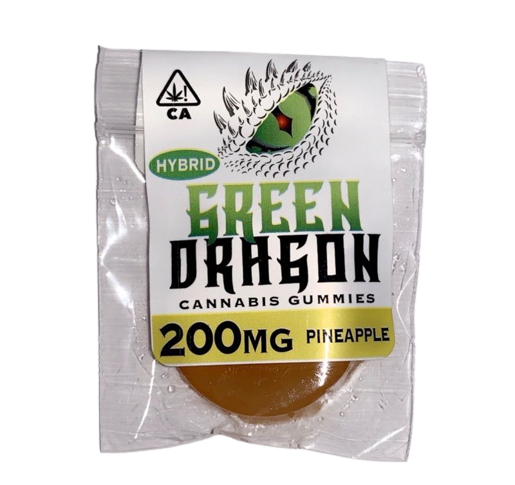 Green Dragon Hybrid Pineapple Gummies 200mg Edibles Gummies