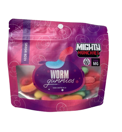 Mighty Munchies Neon Worm 2400mg Gummies Edibles Gummies