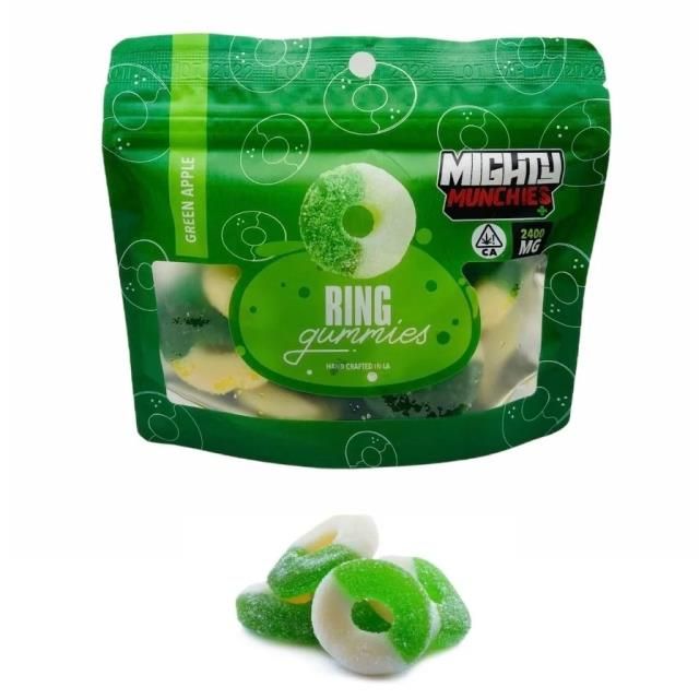Mighty Munchies Green Apple Ring 2400mg Gummies Edibles Gummies