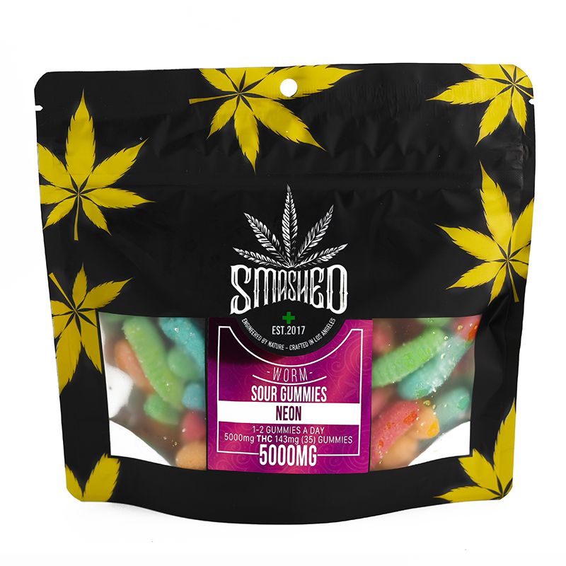 Smashed Neon Sour Worms 5000mg Edibles Gummies