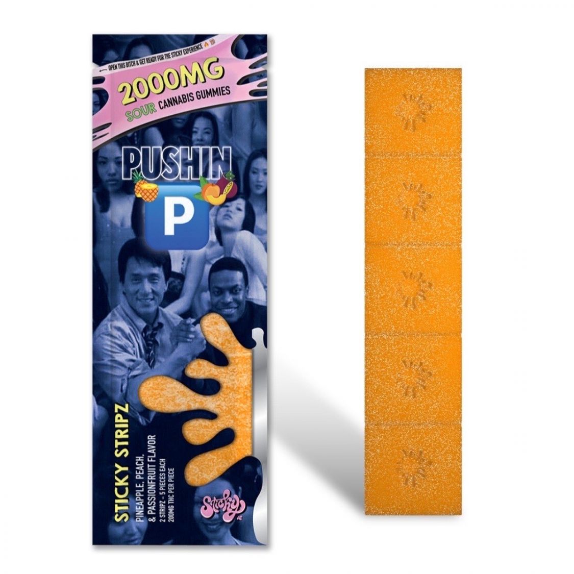 Sticky AF Pineapple, Peach, Passionfruit sour Stripz 2000mg  