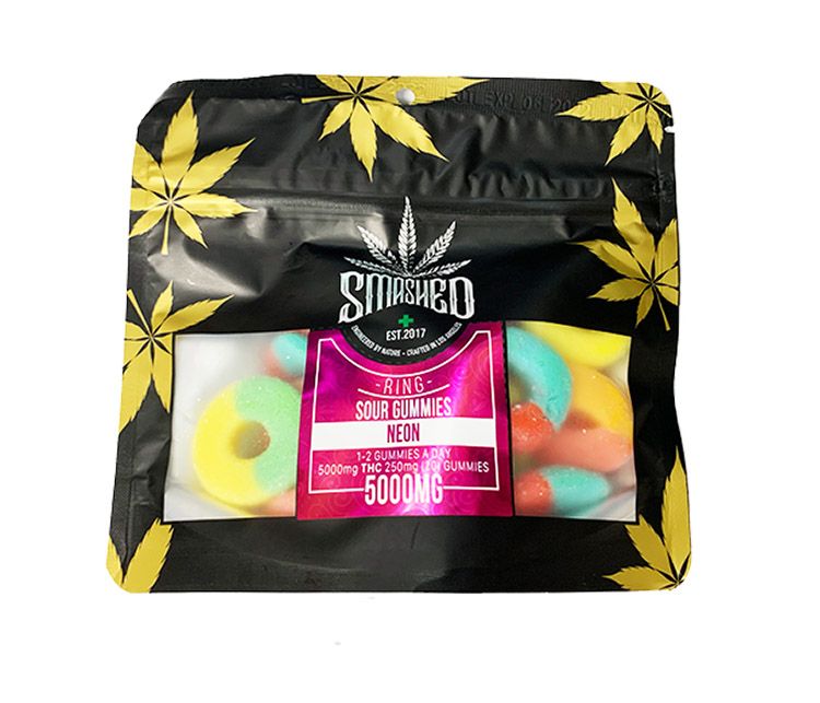 Smashed Neon Sour Rings 5000mg Edibles Gummies