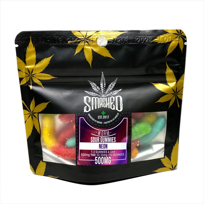 Smashed Neon Sour Worms 500mg Edibles Gummies