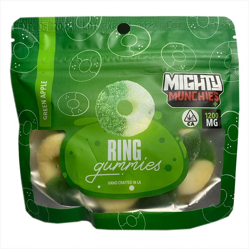 Mighty Munchies Green Apple Rings 1200mg Edibles Gummies