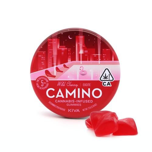 kiva Camino Wild Cherry "Excite" Gummies - 100mg Edibles Gummies