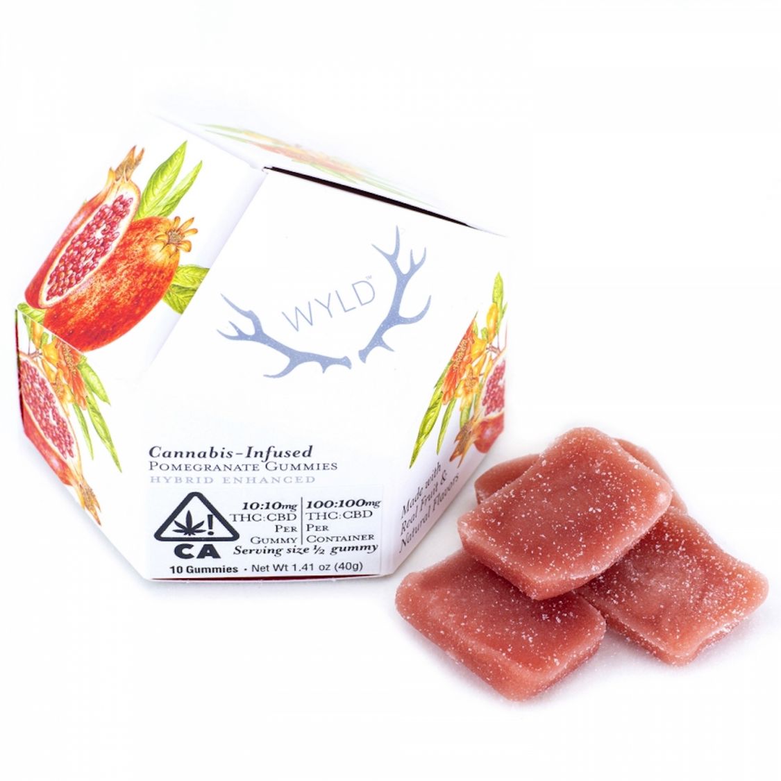 Wyld Pomegranate 1:1 CBD + Hybrid Enhanced Gummies Edibles Gummies