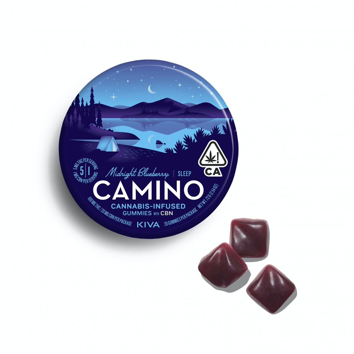 Kiva Confections Camino - Midnight Blueberry 'Sleep' CBN Gummies Edibles Gummies