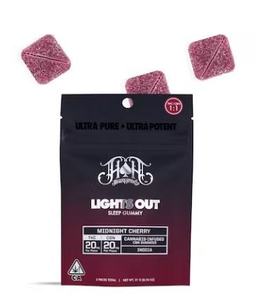 Heavy Hitters Midnight Cherry | Indica -Lights Out CBN Sleep Gummies-100mg THC |100mg CBN Edibles Gummies