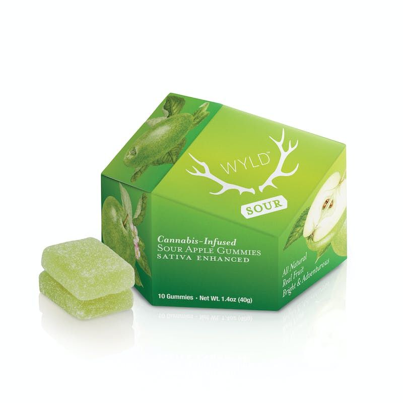 WYLD Sour Apple Sativa Enhanced Gummies Edibles Gummies