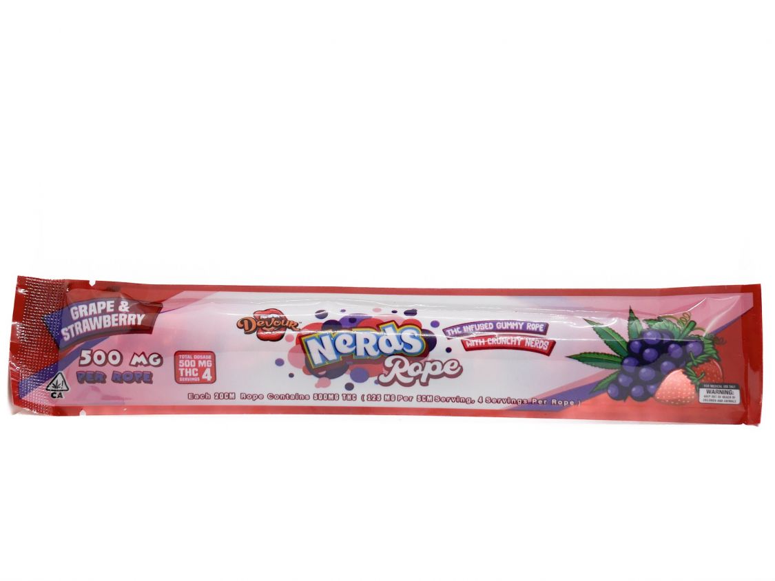 Devour Grape & Strawberry Nerds Rope 500mg Edibles Gummies
