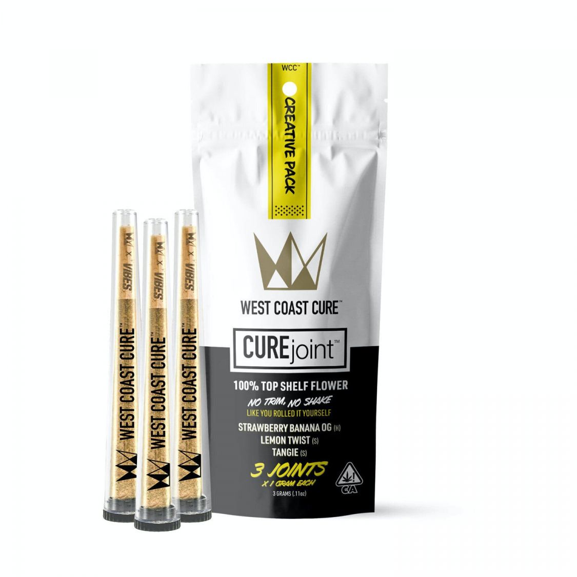 West Coast Cure Creative Pack - CUREjoint Variety Pack 3 x 1G Pre-rolls Preroll