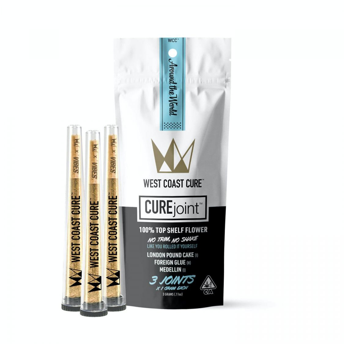 West Coast Cure Around The World Pack - CUREjoint Variety Pack 3 x 1G Pre-rolls Preroll