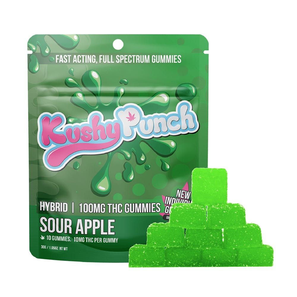 Kushy Punch Kushy Punch - Hybrid Sour Apple Individuals Edibles Gummies