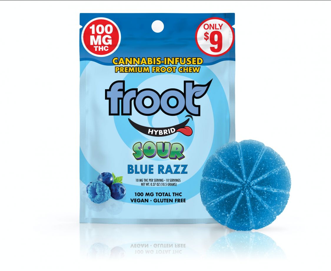 Froot Sour Blue Razz 100mg Single Gummy Edibles Gummies