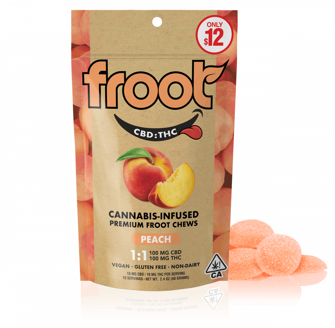 Froot Peach 1:1 CBD/THC Gummies Edibles Gummies