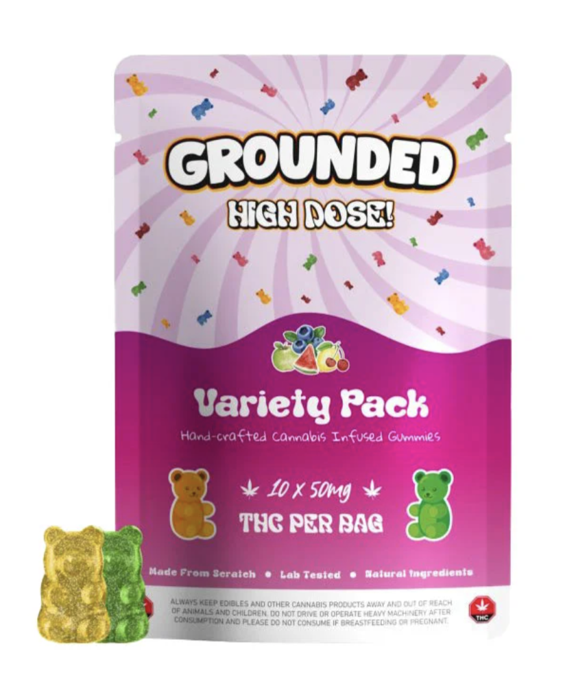 BOOST GROUNDED HIGH DOSE VARIETY 10X50MG THC PER BAG Edibles Gummies