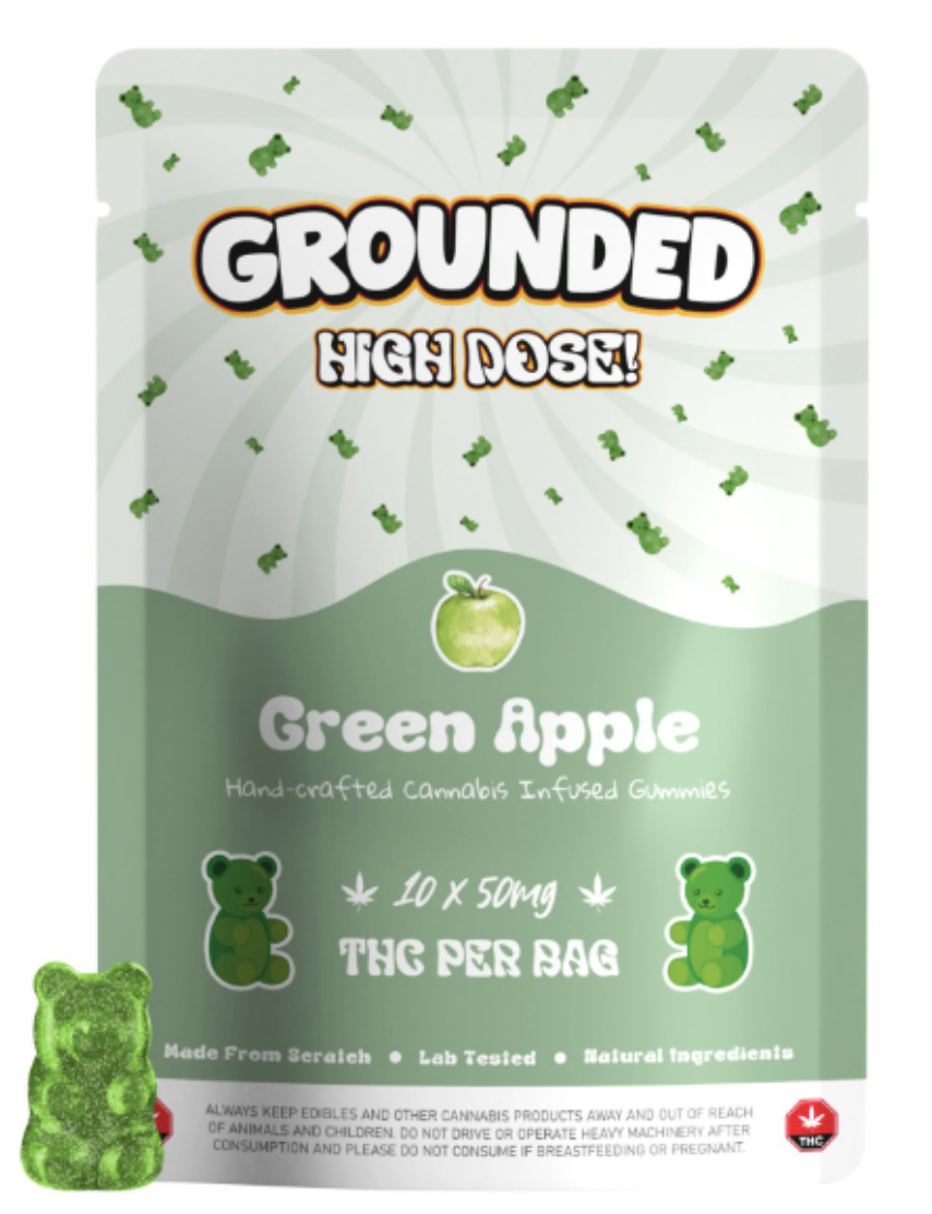 Grounded High Dose Grounded High Dose Green Apple Gummies (500mg THC) Edibles Gummies