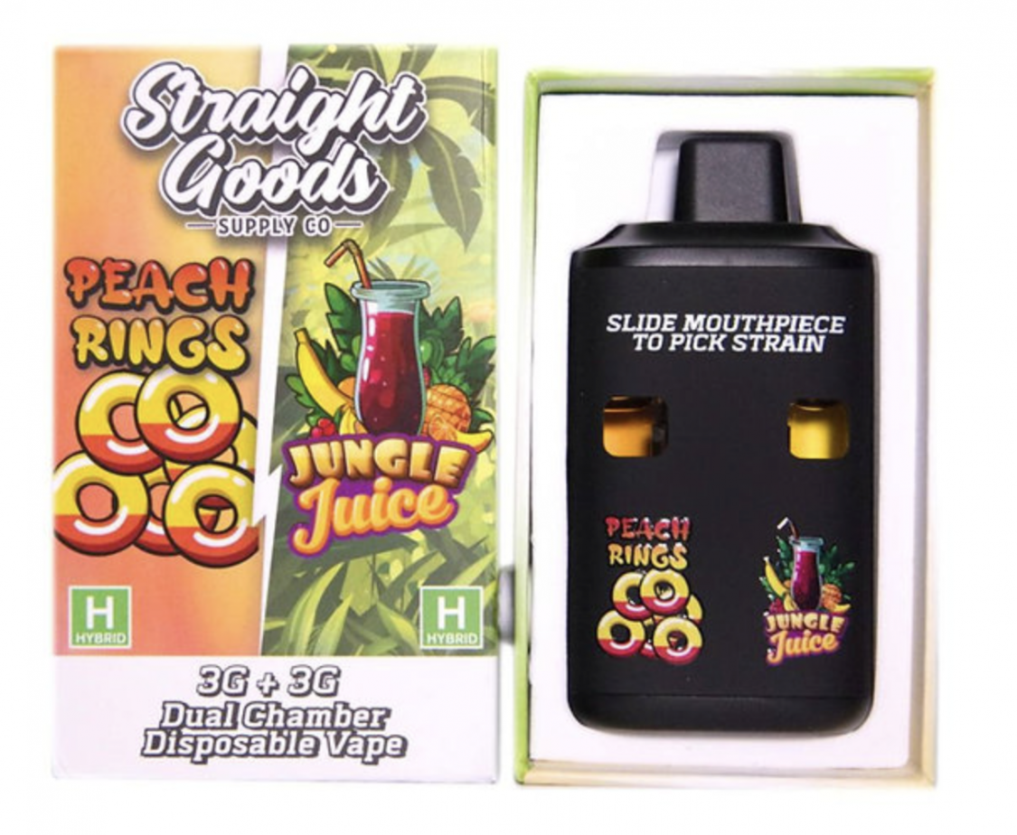 Straight Goods Straight Goods Dual Chamber Vape – Peach Rings (Hybrid) + Jungle Juice (Hybrid) (3 Grams + 3 Grams) Vaporizers Disposable