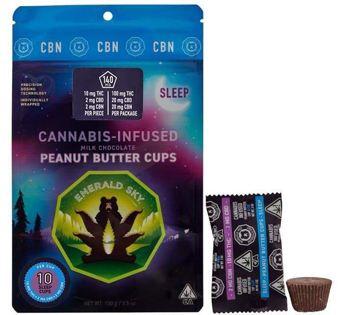 Emerald Sky CBN Sleep Peanut Butter Cups Edibles Chocolates
