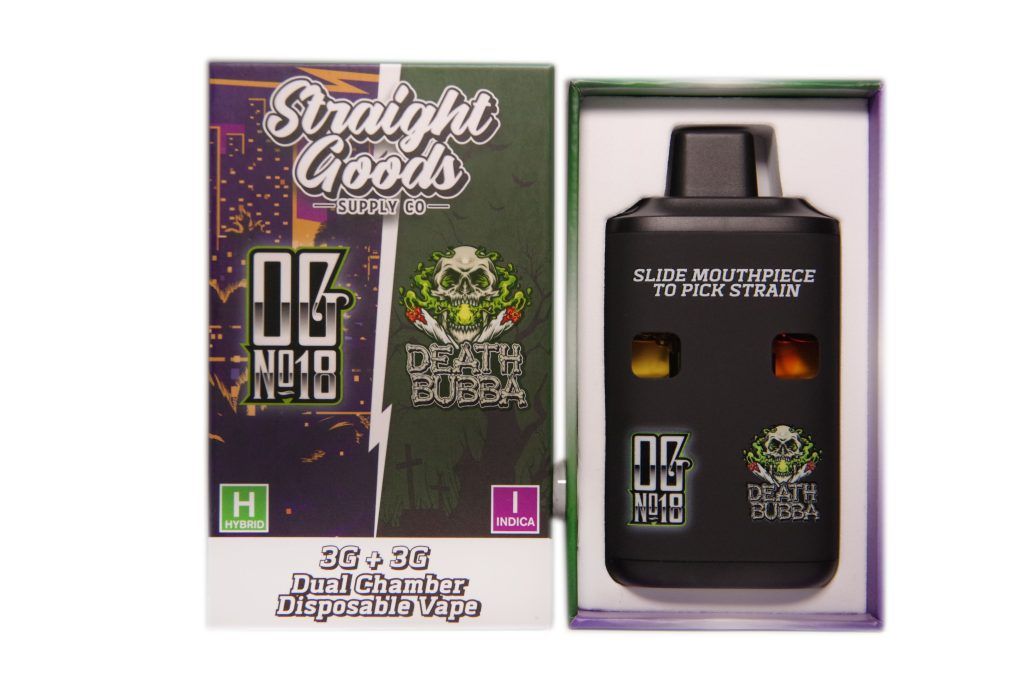 Straight Goods Straight Goods Dual Chamber Vape – OG #18 (Hyrbid) + Death Bubba (Indica) (3 Grams + 3 Grams) Vaporizers Disposable