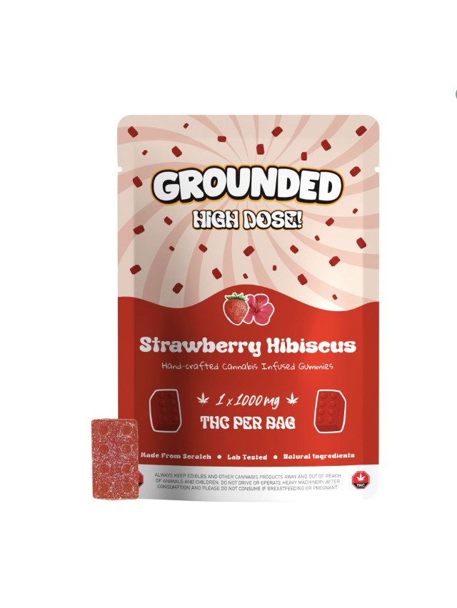 Grounded High Dose Grounded High Dose Bricks – Strawberry Hibiscus (1000mg THC) Edibles Gummies