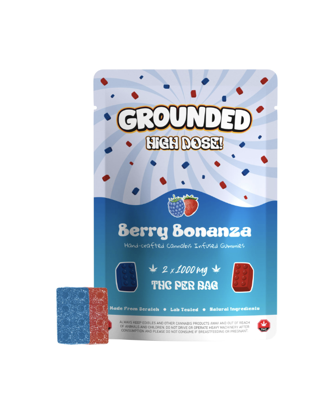 Grounded High Dose Grounded High Dose Bricks – Berry Bonanza (2000mg THC) Edibles Gummies