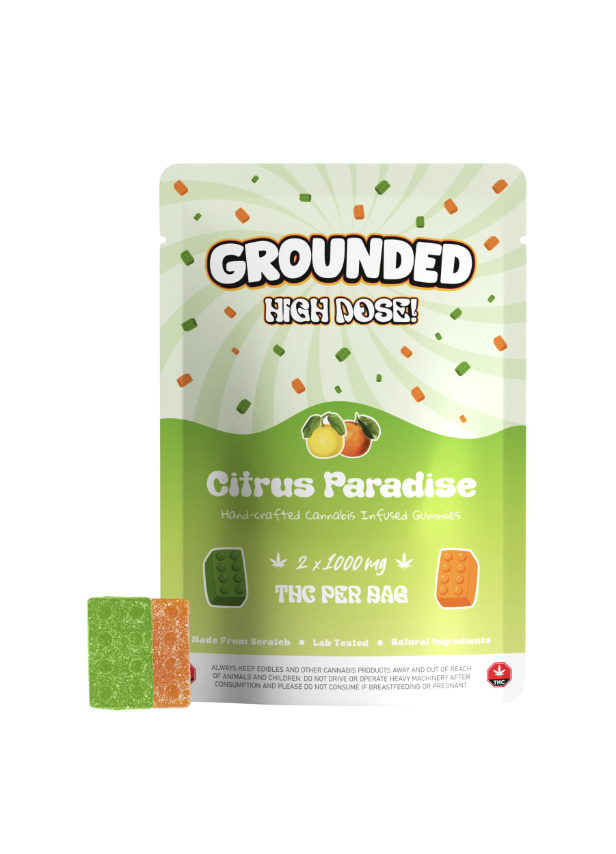 Grounded High Dose Grounded High Dose Bricks – Citrus Paradise (2000mg THC) Edibles Gummies