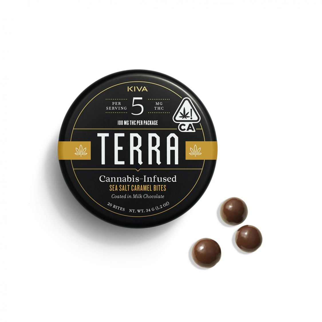 Kiva Confections Terra - Sea Salt Caramel Bites Edibles Chocolates