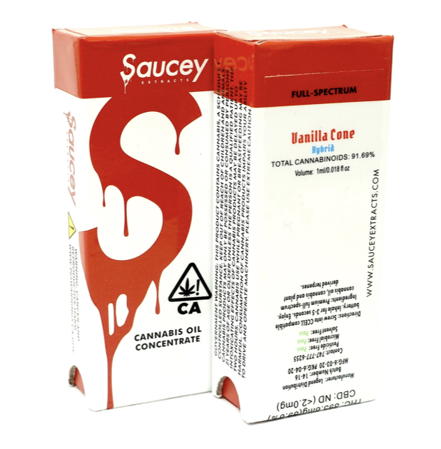 Saucey Saucey Extracts Vanilla Cone (H). 350mg Cartridges 510 Thread